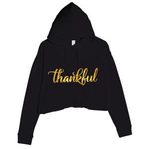 Limited Edition Thankful Thanksgiving Gold Print Crop Fleece Hoodie