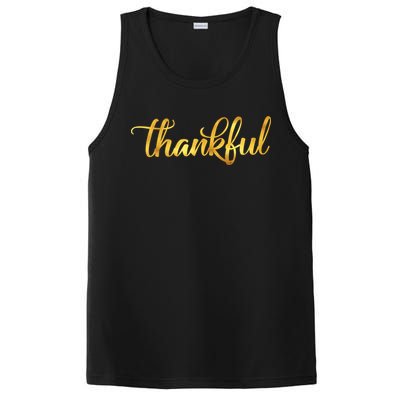 Limited Edition Thankful Thanksgiving Gold Print PosiCharge Competitor Tank