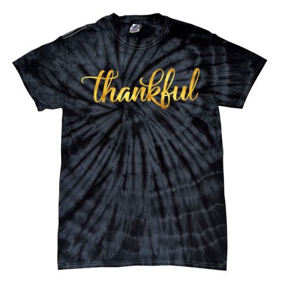 Limited Edition Thankful Thanksgiving Gold Print Tie-Dye T-Shirt