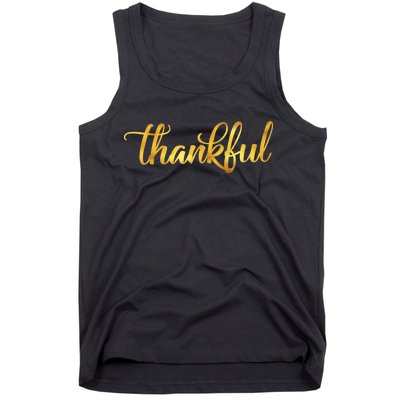 Limited Edition Thankful Thanksgiving Gold Print Tank Top