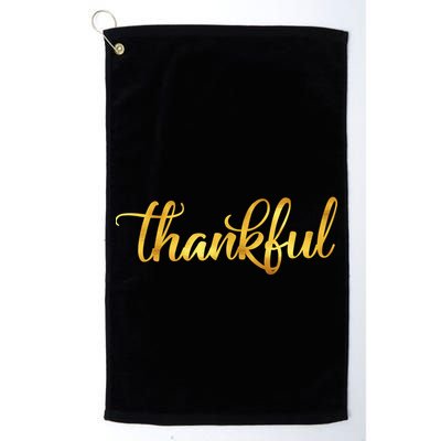Limited Edition Thankful Thanksgiving Gold Print Golf Towel
