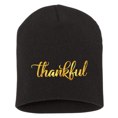Limited Edition Thankful Thanksgiving Gold Print Short Acrylic Beanie