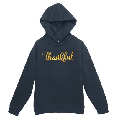 Limited Edition Thankful Thanksgiving Gold Print Urban Pullover Hoodie