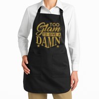 Limited Edition Too Glam To Give A Damn Glitter Print Full-Length Apron With Pockets