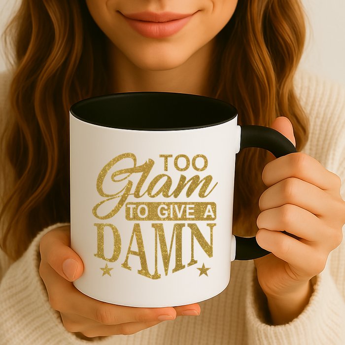 Limited Edition Too Glam To Give A Damn Glitter Print Mug