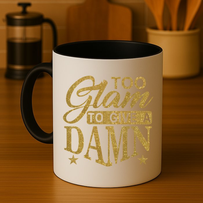 Limited Edition Too Glam To Give A Damn Glitter Print Mug