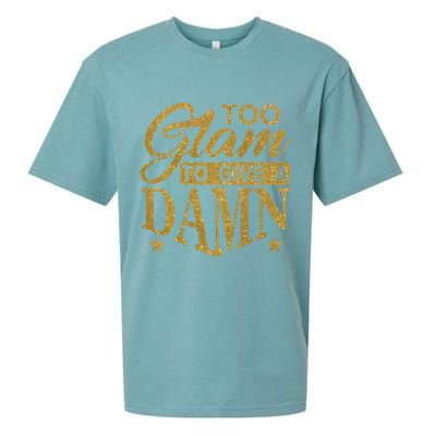 Limited Edition Too Glam To Give A Damn Glitter Print Sueded Cloud Jersey T-Shirt