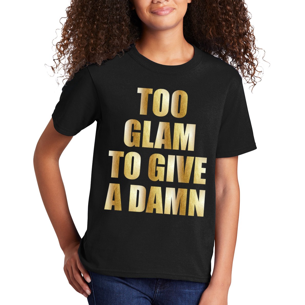 Limited Edition Too Glam To Give A Damn Gold Foil Print Kids T-Shirt