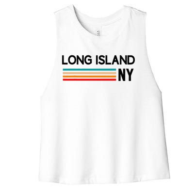 Long Island Ny Souvenir Native Long Islander Map Nyc Women's Racerback Cropped Tank