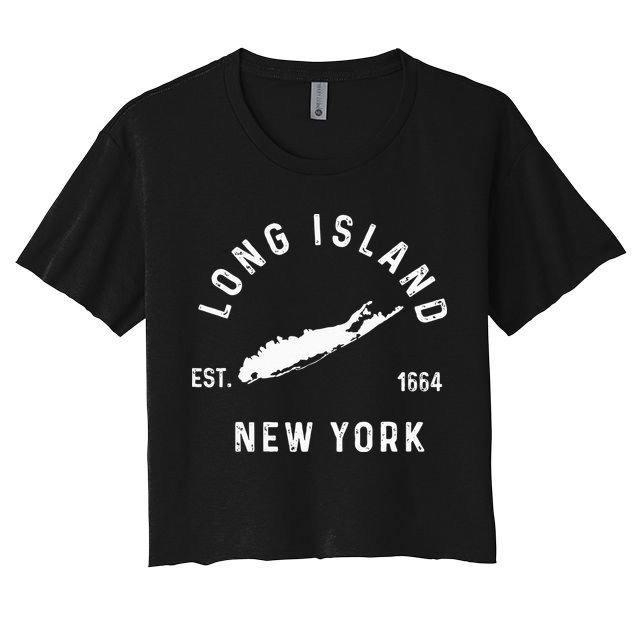 Long Island New York Ny Vintage Established Sports Women's Crop Top Tee