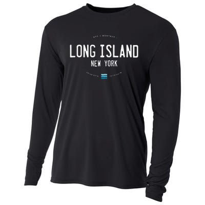 Long Island Ny Beach Waves Gift Cooling Performance Long Sleeve Crew