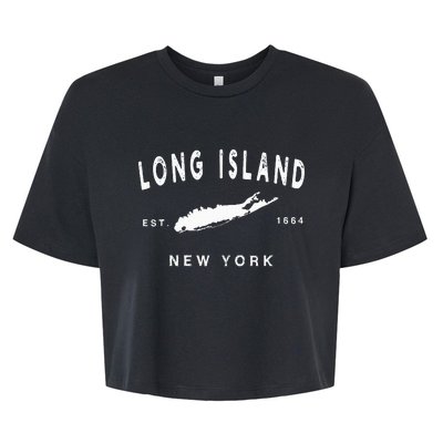 Long Island Ny Souvenir Native Long Islander Map Nyc Bella+Canvas Jersey Crop Tee