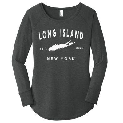 Long Island Ny Souvenir Native Long Islander Map Nyc Women's Perfect Tri Tunic Long Sleeve Shirt