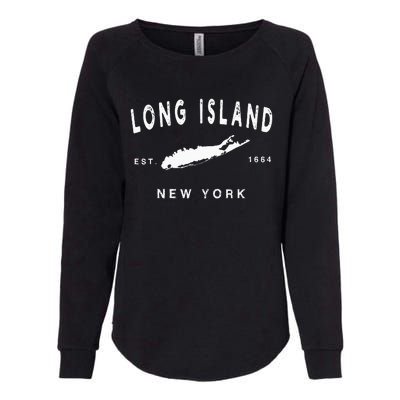 Long Island Ny Souvenir Native Long Islander Map Nyc Womens California Wash Sweatshirt