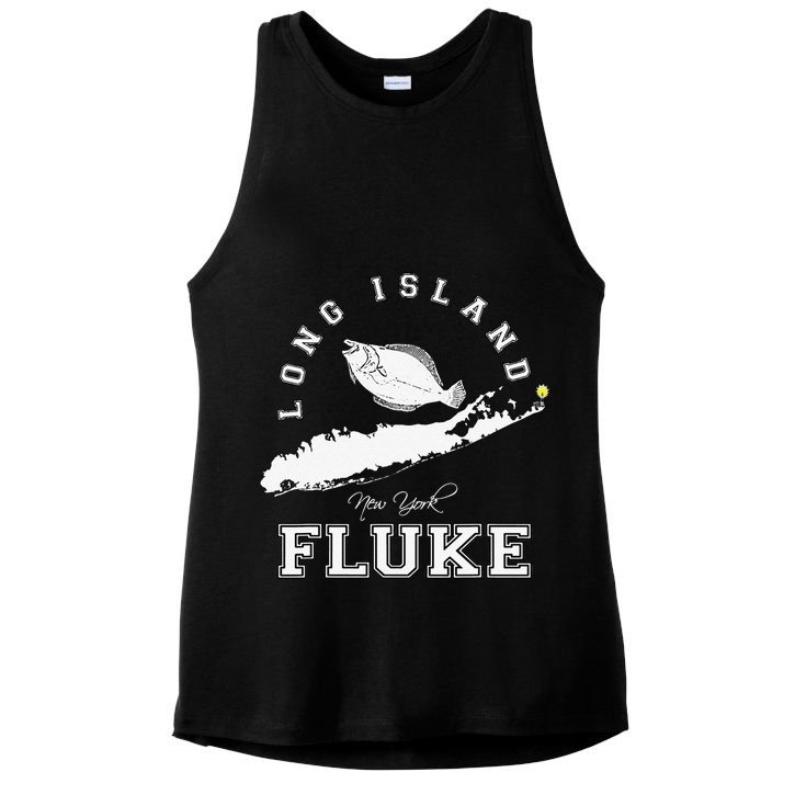 Long Island New York Fluke Fishing Graphic Ladies PosiCharge Tri-Blend Wicking Tank