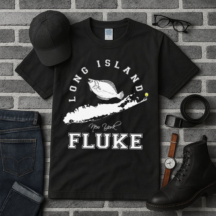 Long Island New York Fluke Fishing Graphic Tall T-Shirt