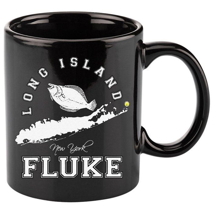 Long Island New York Fluke Fishing Graphic 11oz C Handle Ceramic Mug