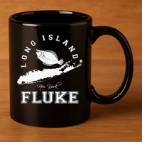 Long Island New York Fluke Fishing Graphic 11oz C Handle Ceramic Mug