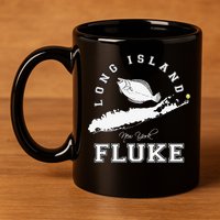 Long Island New York Fluke Fishing Graphic 11oz C Handle Ceramic Mug