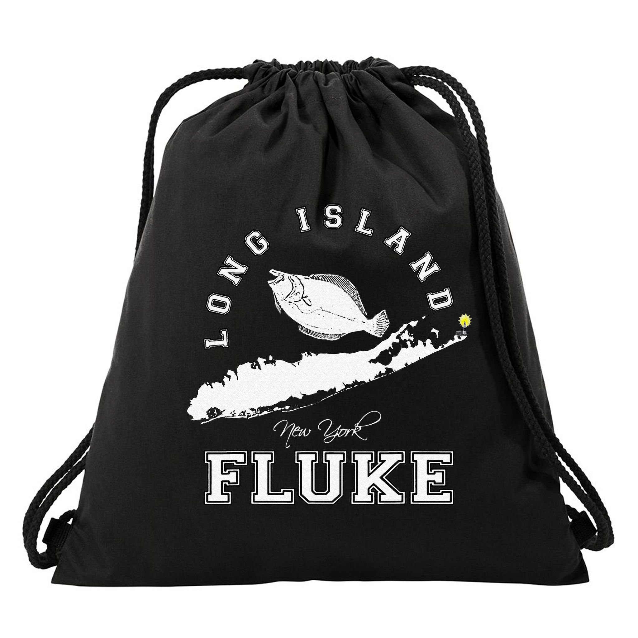 Long Island New York Fluke Fishing Graphic Drawstring Bag