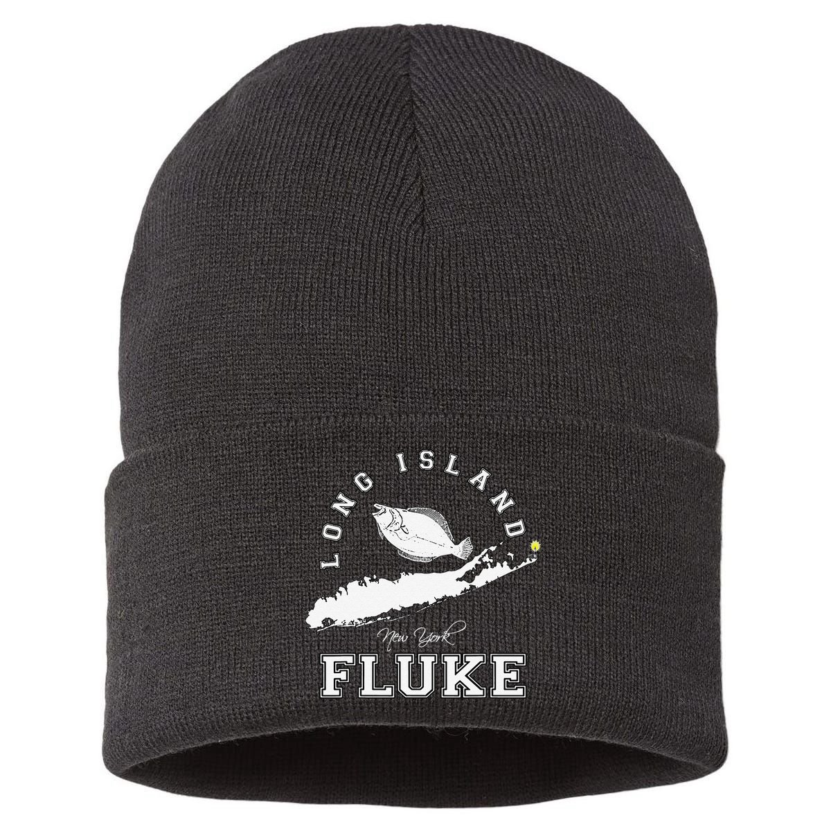 Long Island New York Fluke Fishing Graphic Sustainable Knit Beanie