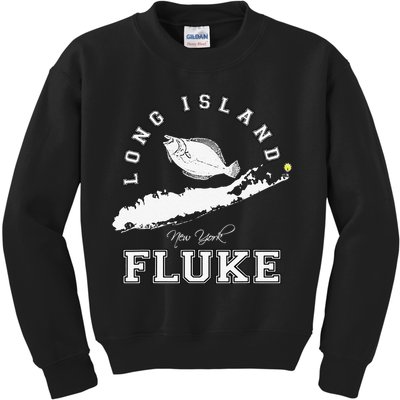 Long Island New York Fluke Fishing Graphic Kids Sweatshirt