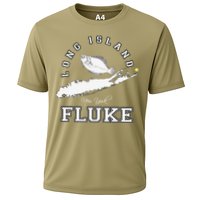 Long Island New York Fluke Fishing Graphic Cooling Performance Crew T-Shirt