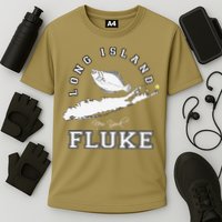 Long Island New York Fluke Fishing Graphic Cooling Performance Crew T-Shirt