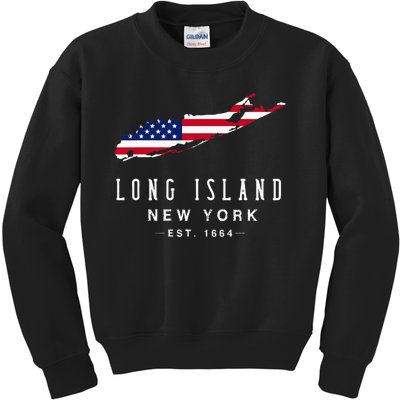 Long Island Ny Souvenir Native Long Islander Map Nyc Kids Sweatshirt