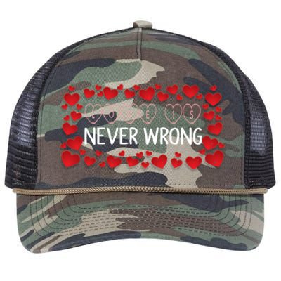 Love Is Never Wrong Motivational Messages Gift Retro Rope Trucker Hat Cap