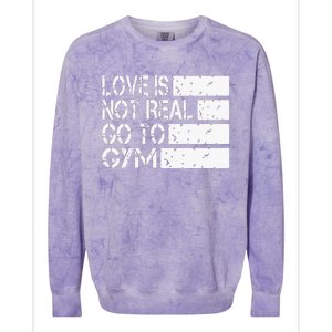 Love Is Not Real Go To Gym Funny Fitness Motivation Colorblast Crewneck Sweatshirt