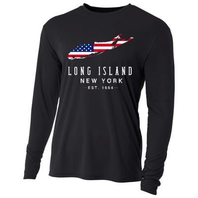 Long Island Ny Souvenir Native Long Islander Map Cooling Performance Long Sleeve Crew