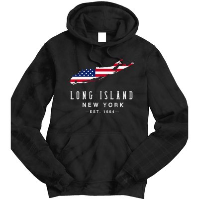 Long Island Ny Souvenir Native Long Islander Map Tie Dye Hoodie