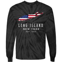 Long Island Ny Souvenir Native Long Islander Map Tie-Dye Long Sleeve Shirt