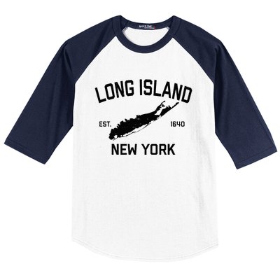 Long Island Ny Souvenir Native Long Islander Map Nyc Baseball Sleeve Shirt