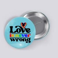 Love Is Never Wrong Lgbtq Diversity Rainbow Pride Gay Queer Funny Gift Button