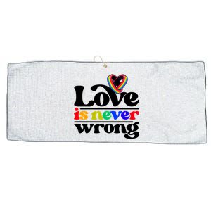 Love Is Never Wrong Lgbtq Diversity Rainbow Pride Gay Queer Funny Gift Large Microfiber Waffle Golf Towel