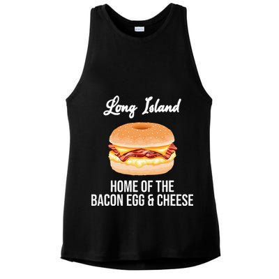 Long Island New York Bacon Egg And Cheese Ladies PosiCharge Tri-Blend Wicking Tank