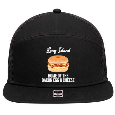 Long Island New York Bacon Egg And Cheese 7 Panel Mesh Trucker Snapback Hat