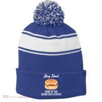 Long Island New York Bacon Egg And Cheese Stripe Pom Pom Beanie