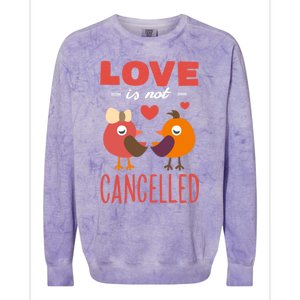 Love Is Not Cancelled Cute Gift Outfit With Love Birds Meaningful Gift Colorblast Crewneck Sweatshirt