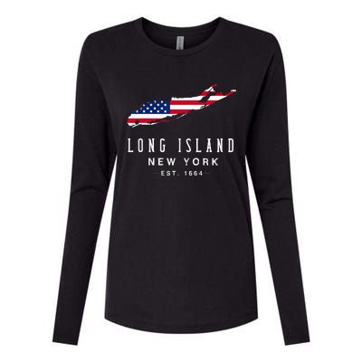 Long Island NY Souvenir Tee Native Long Islander Map NYC Womens Cotton Relaxed Long Sleeve T-Shirt