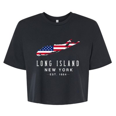 Long Island NY Souvenir Tee Native Long Islander Map NYC Bella+Canvas Jersey Crop Tee