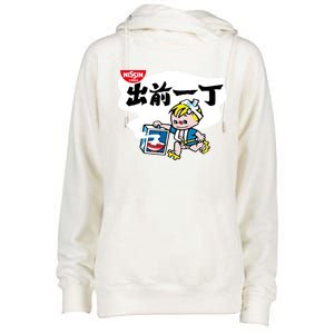 Little Instant Noodle Boy Ramen Womens Funnel Neck Pullover Hood