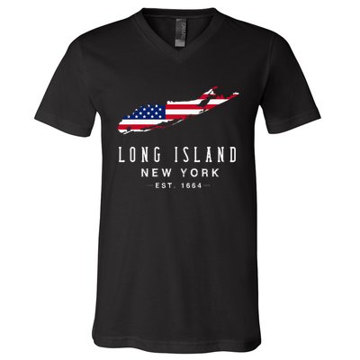 Long Island Ny Souvenir Native Long Islander Map Nyc V-Neck T-Shirt