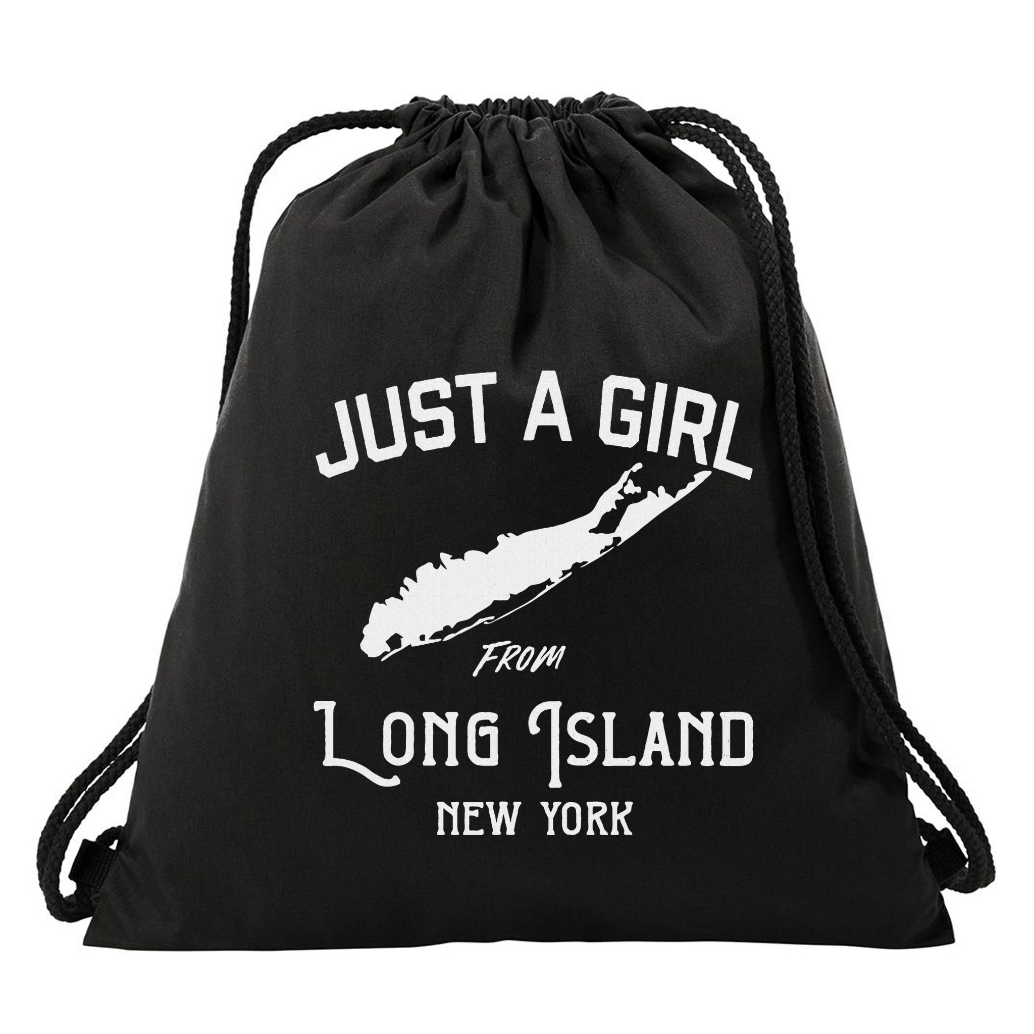 Long Island New York Souvenir  Girl Wife Map Drawstring Bag