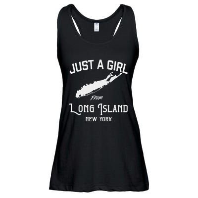 Long Island New York Souvenir  Girl Wife Map Ladies Essential Flowy Tank