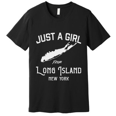 Long Island New York Souvenir  Girl Wife Map Premium T-Shirt