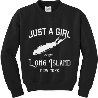 Long Island New York Souvenir  Girl Wife Map Kids Sweatshirt
