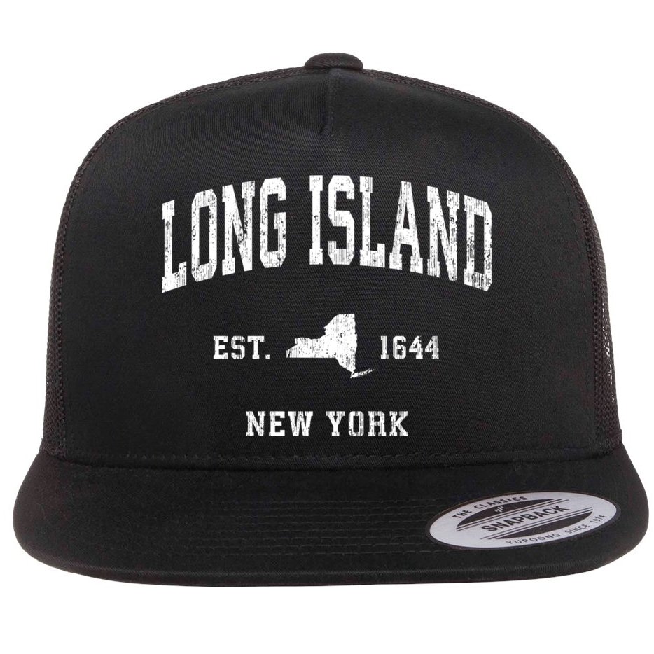Long Island New York Ny Vintage Athletic Sports Flat Bill Trucker Hat